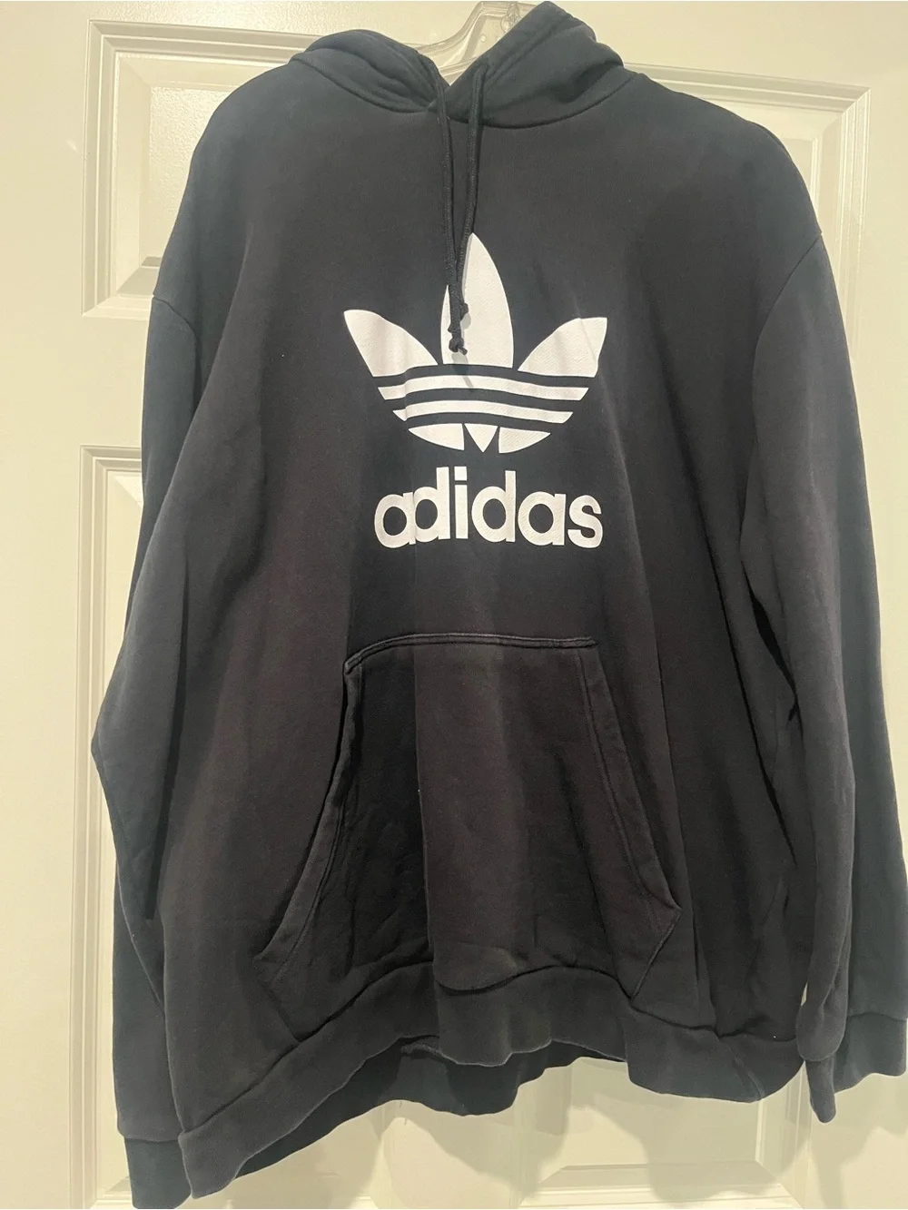 adidas Black Hoodie with White Trefoil Logo